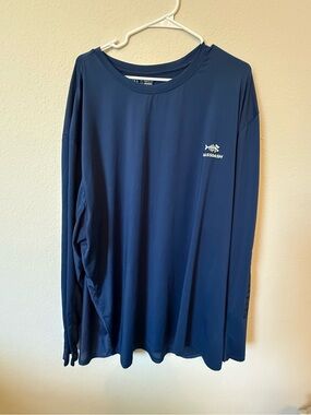 Bassdash Performance Fishing Shirt Mens 4XL Blue Long Sleeve UPF Vented Athletic
